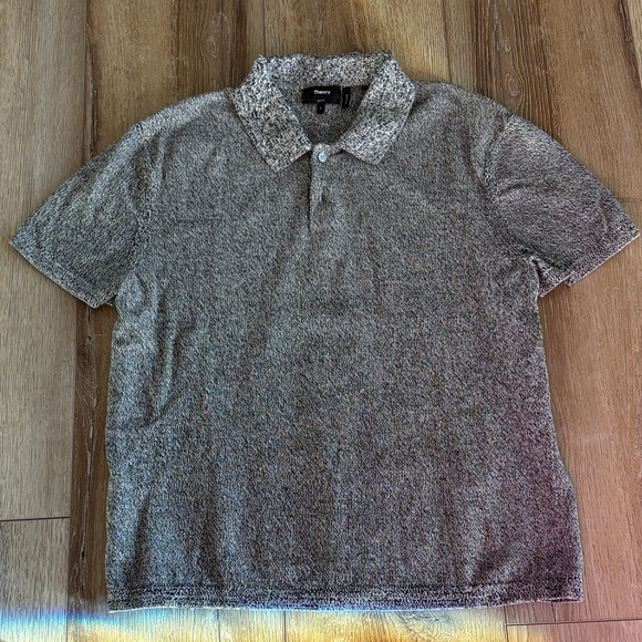 Theory Textured Gray Polo Shirt - Picture 1 of 2